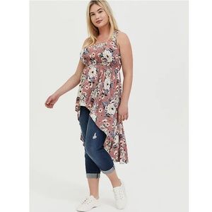 Torrid Floral Sleeveless High Low Top Elastic Waist New Condition 2X 22b
